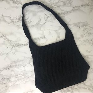 The Sak Classic Black Crochet Hobo Shoulder Bag